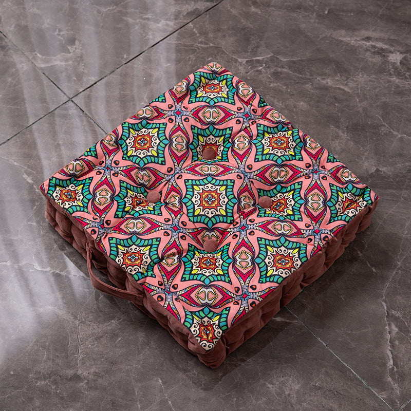 Square Fat Cushion Printing Thick Hip Pad Cushion Ethnic Style Cushion