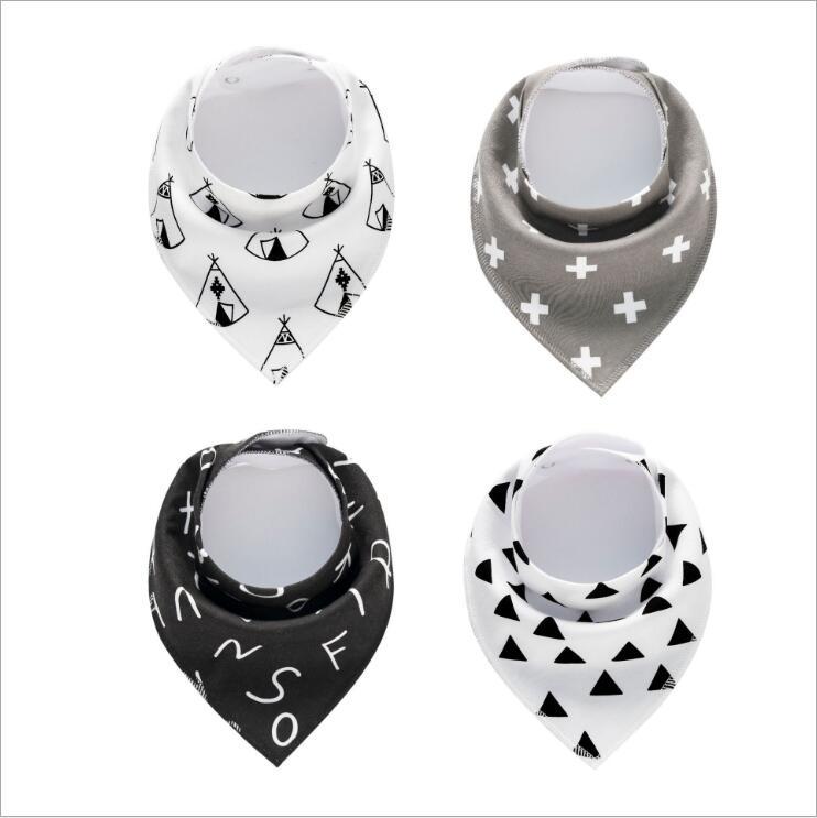 Baby Bandana Bibs 4-Pack - Cotton Triangle Drool Bibs with Arrow & Wave Prints