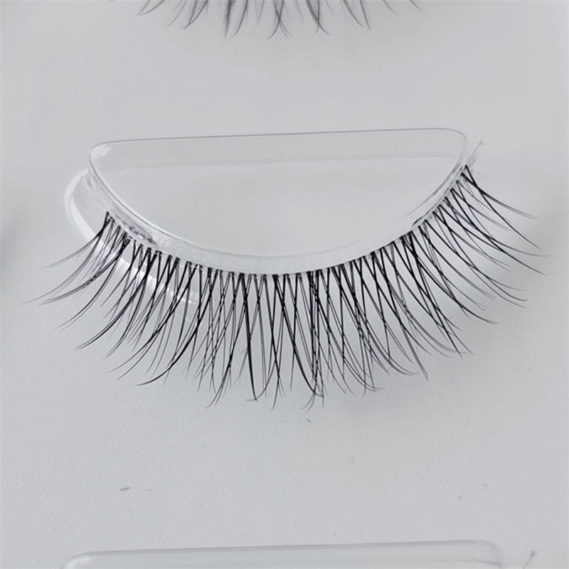 Natural False Eyelashes - Fine Stem Transparent Band 3 Pairs 10mm Fiber Lashes