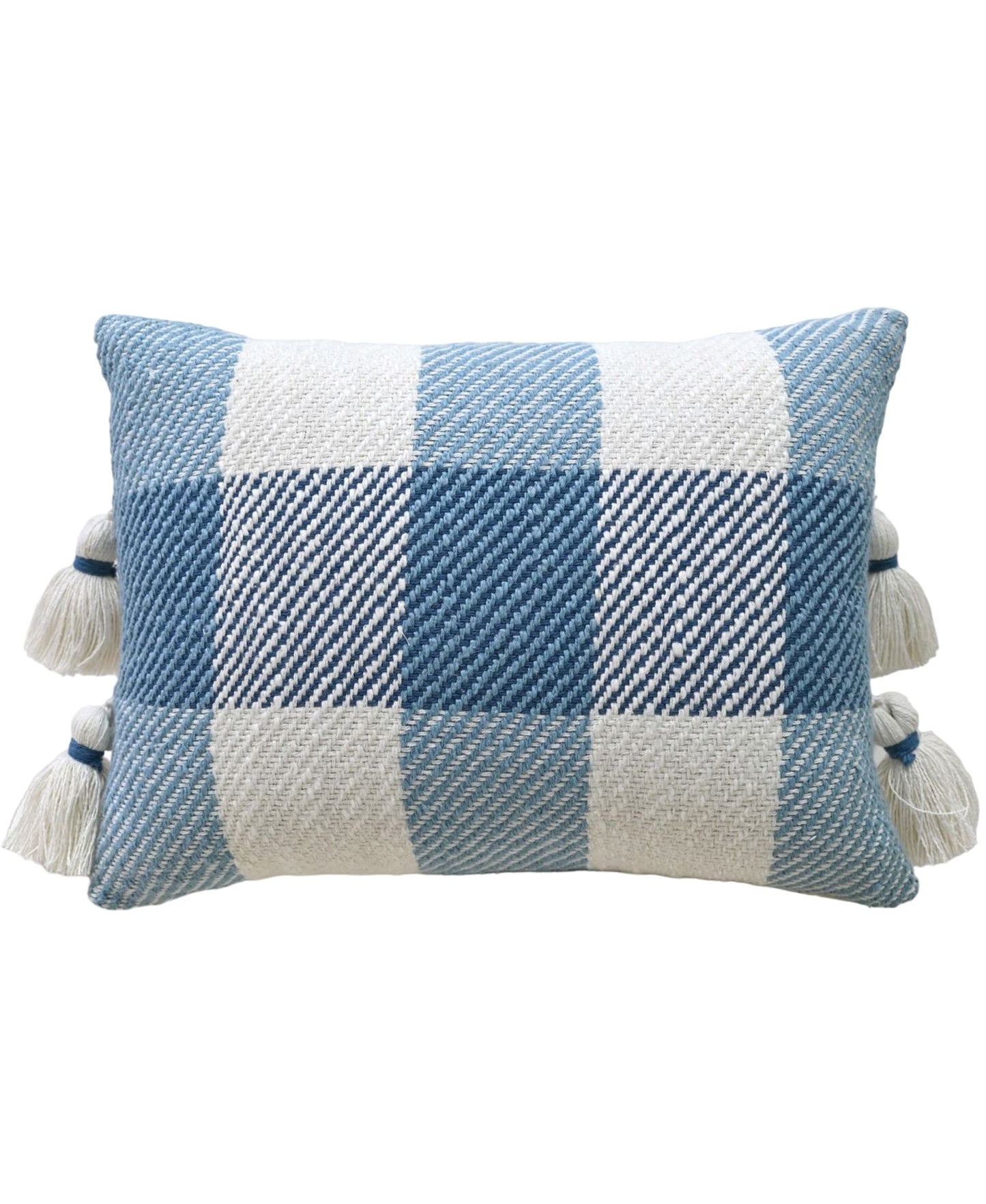 Coussin décoratif texturé à carreaux tissé main, avec garnissage