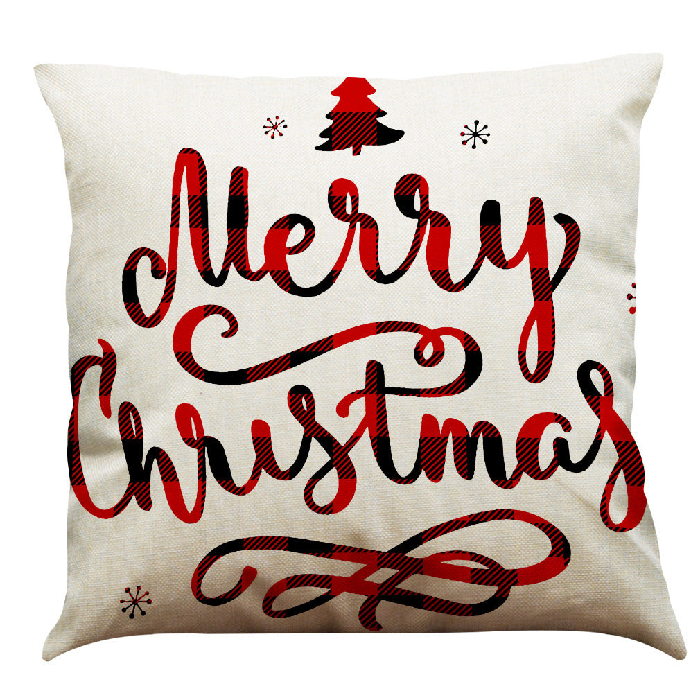 Christmas Cotton Linen Sofa Car Cushion Pillowcase