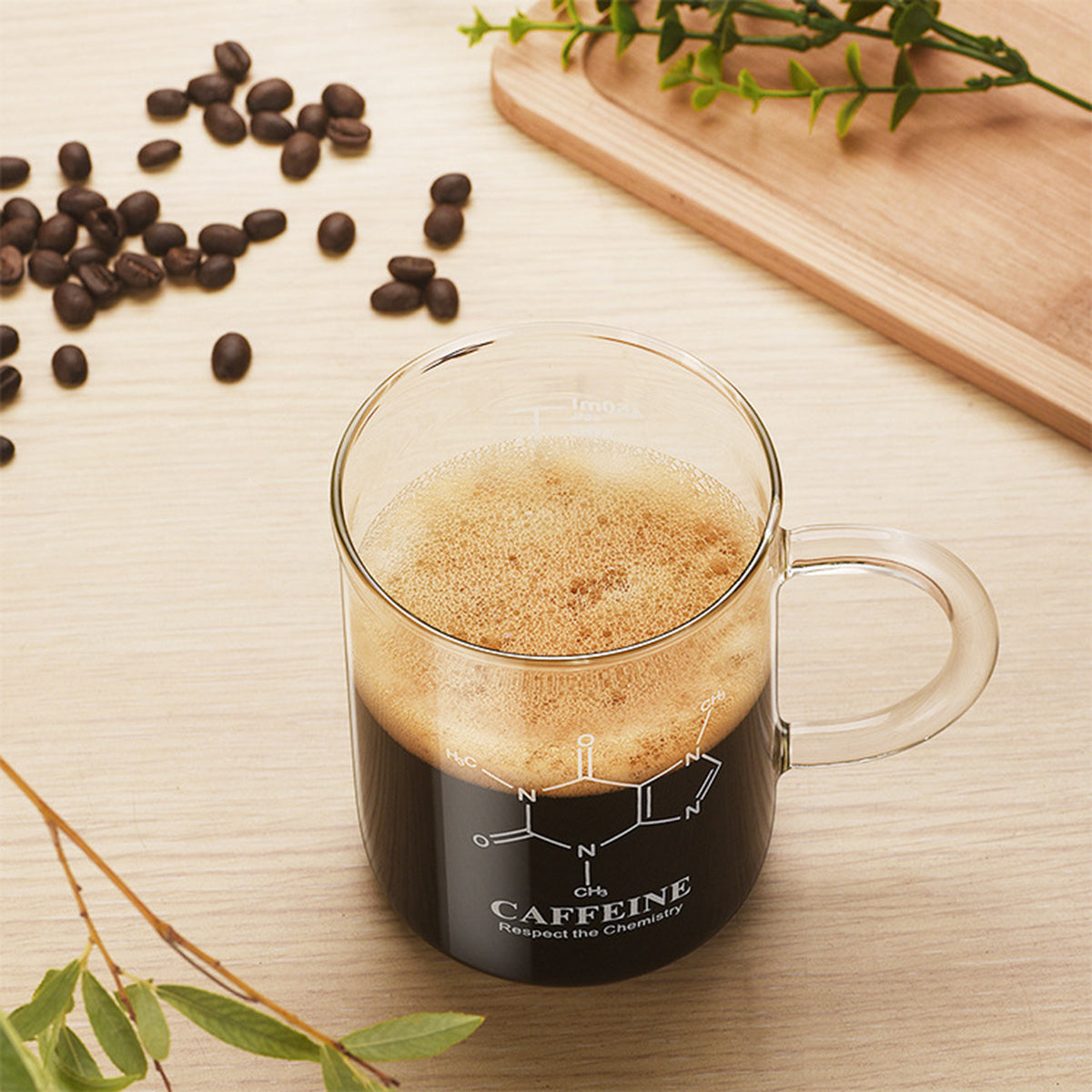 Professional Borosilicate Glass Coffee Cup with Measurement Scale
