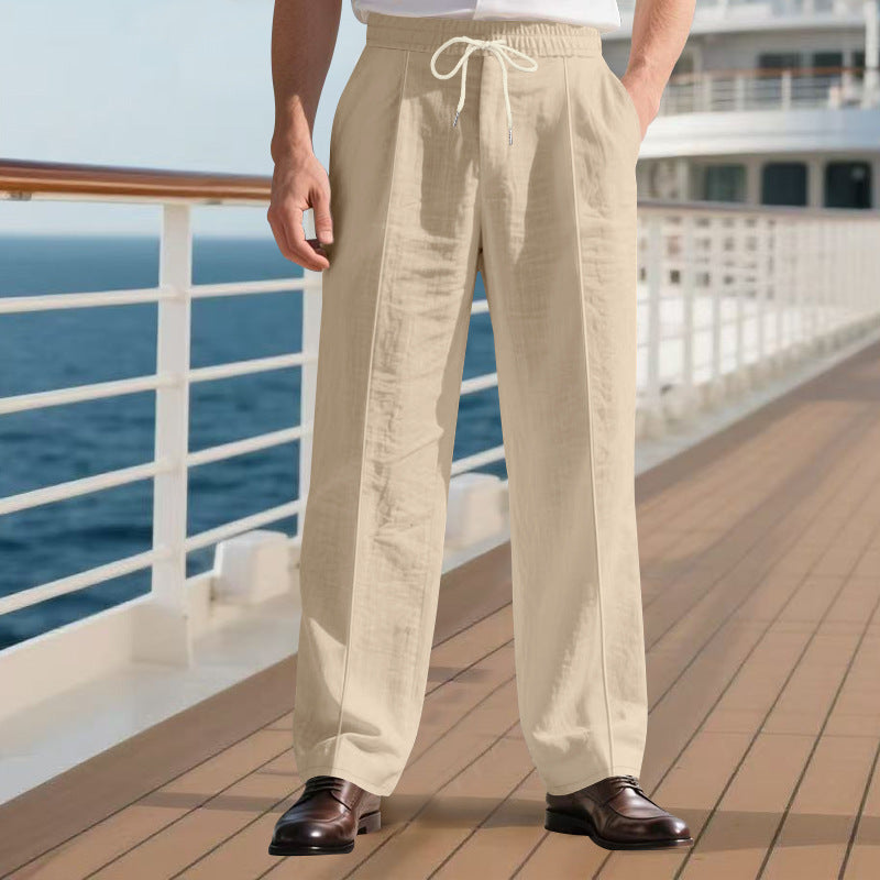 Men's Breathable Linen Beach Pants - Loose Fit Casual Summer Trousers