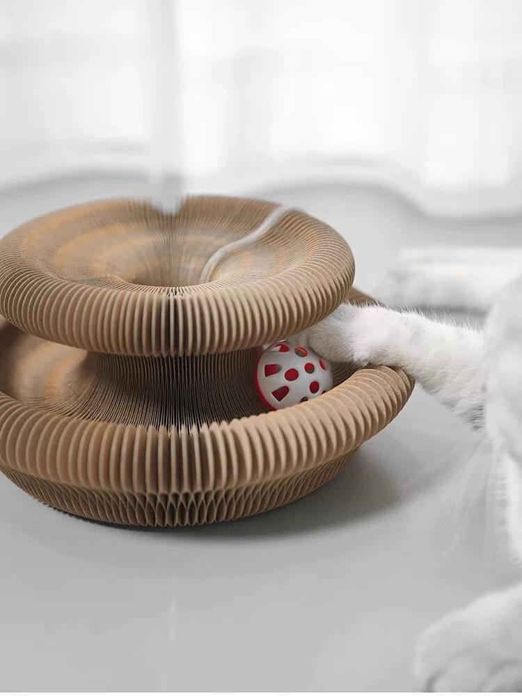 Cat Curl Scratching Board - Foldable Corrugated Cardboard Magic Organ Interactive Toy