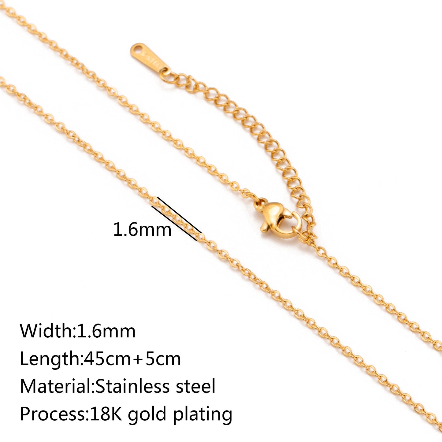 Stainless Steel Vacuum Vapor Plating 18K Gold Color Protection Lip Chain