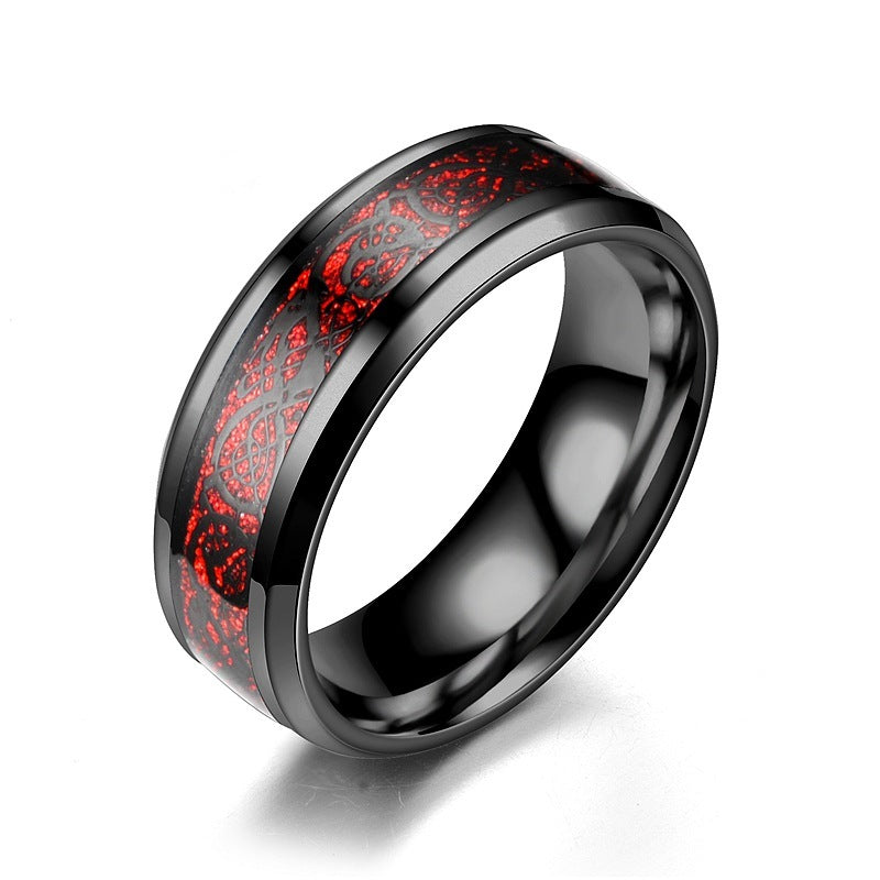 Stainless Steel Dragon Pattern Ring - Bold Statement Ring