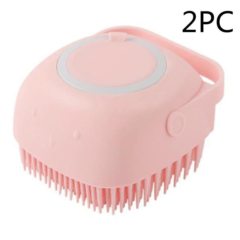 Silicone Dog Bath Massage Gloves Brush - Pet Grooming Tool with Shampoo Dispenser for Dogs & Cats