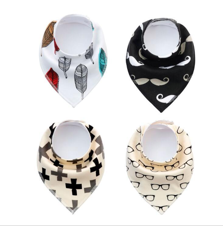 Baby Bandana Bibs 4-Pack - Cotton Triangle Drool Bibs with Arrow & Wave Prints