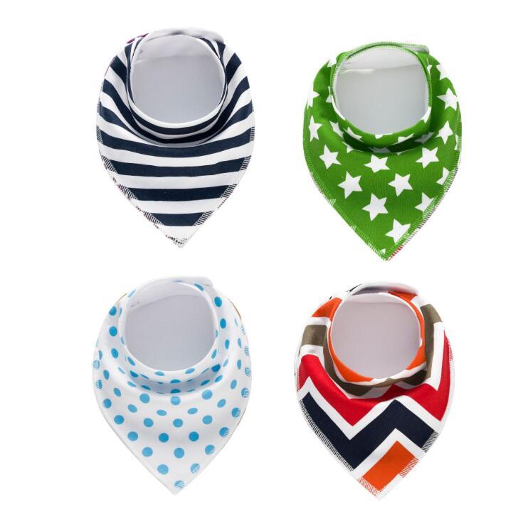 Baby Bandana Bibs 4-Pack - Cotton Triangle Drool Bibs with Arrow & Wave Prints