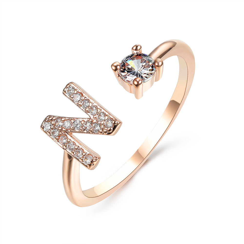 Adjustable Initial Letter Ring - Personalized Alphabet Jewelry