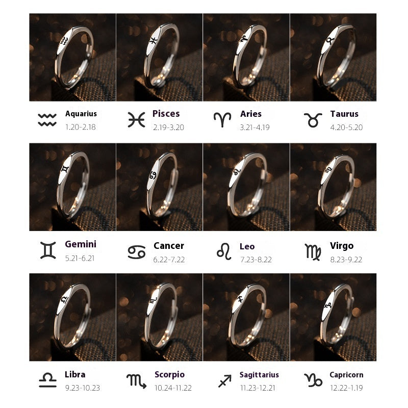 Simple Twelve Constellation Open Ring - Single Exclusive Zodiac Ring