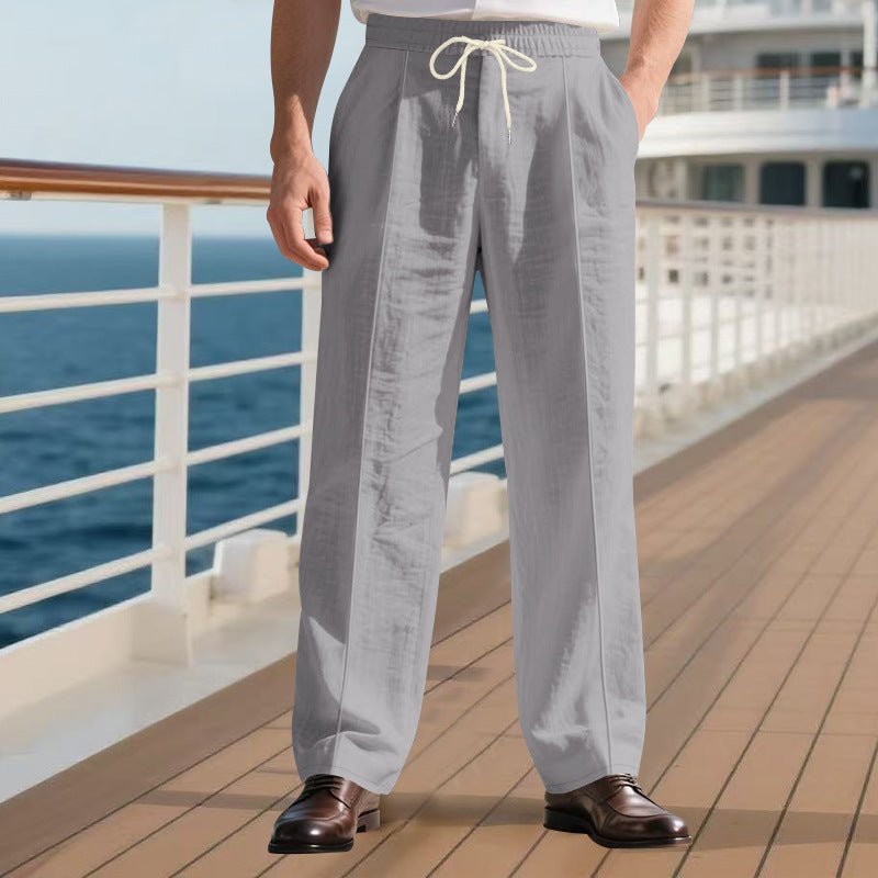 Men's Breathable Linen Beach Pants - Loose Fit Casual Summer Trousers