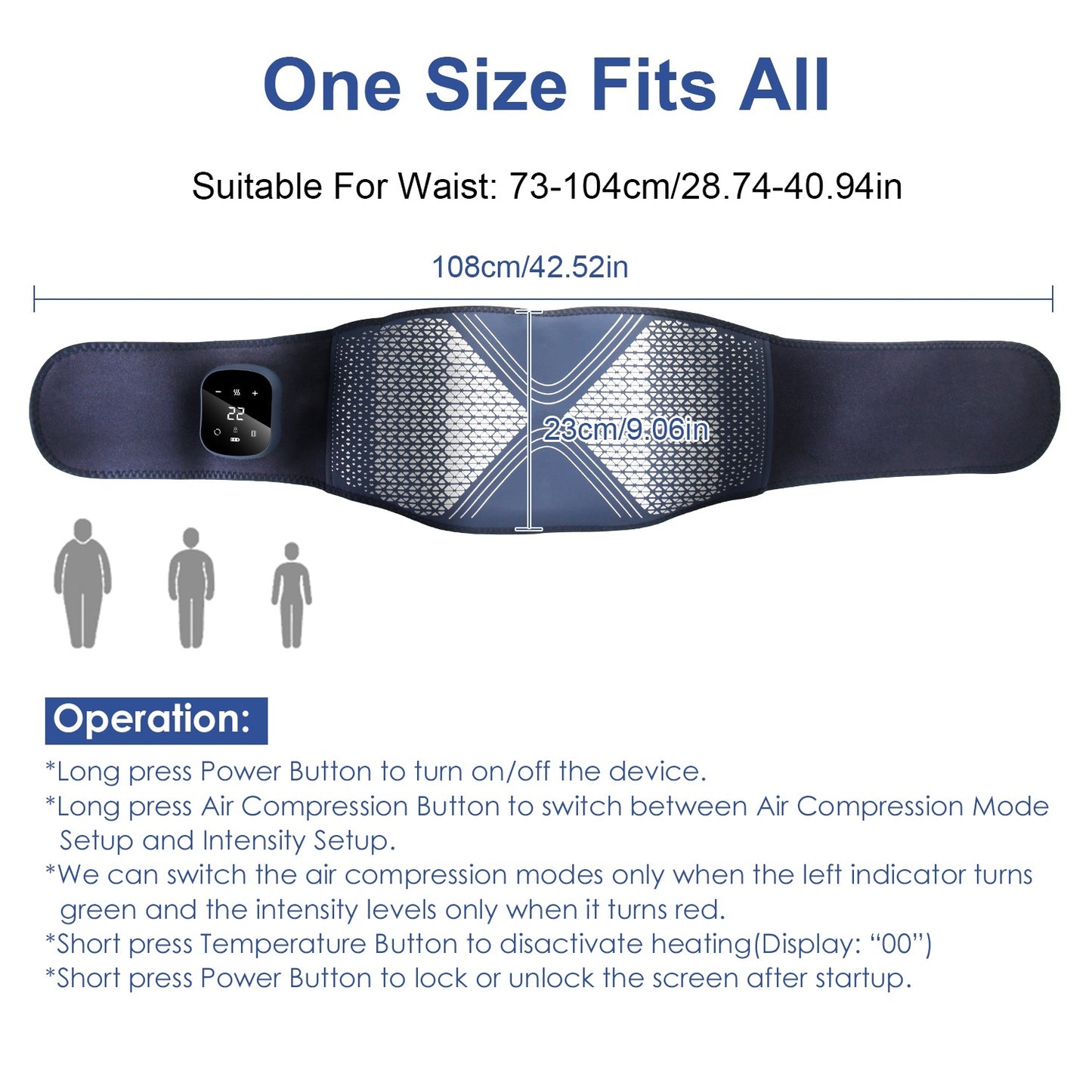 1Pc Lower Back Massager Heating Pad Cordless Heating Pad With Air Compression Vibration For Back Belly Waist Shoulder Pain Relief