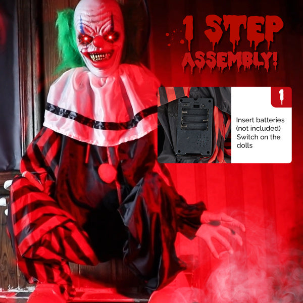 2.6ft Clown Halloween Standing Decoration - Life-Size Horror Display