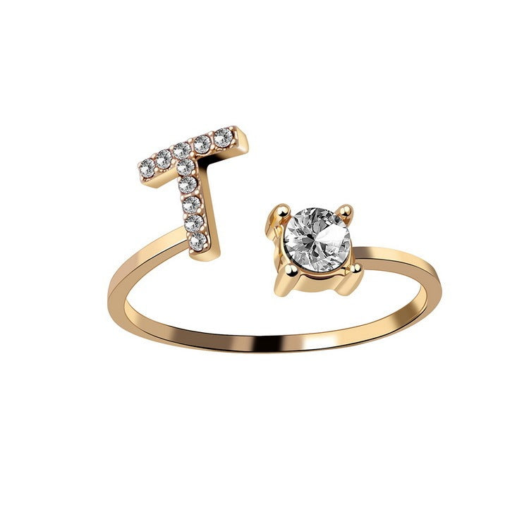 Adjustable Initial Letter Ring - Personalized Alphabet Jewelry