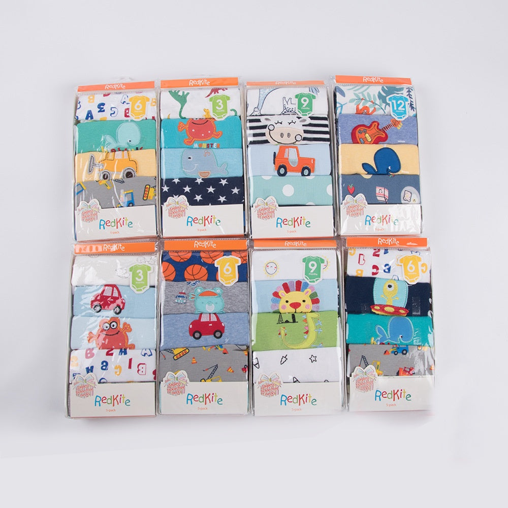 Baby Triangle Bibs 5-Pack - Soft Cotton Bandana Drool Bibs for Infants & Toddlers
