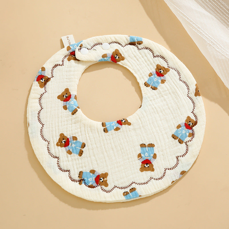 Baby Bib Set - 6-Layer Cotton Anti-Spill Round Bibs