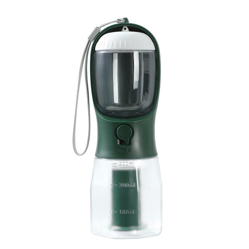 Dog Water Cup 3-in-1 Portable - Drinking Bottle, Food Container & Waste Bag Dispenser for Travel