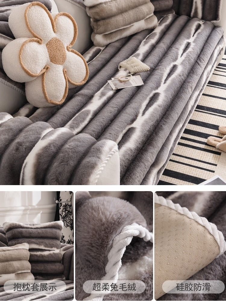 Rabbit Plush Sofa Cushion Non-slip Thickened Cushion
