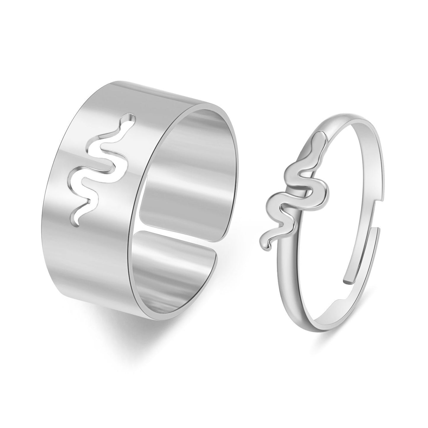 Hot Selling Creative Personality Butterfly 2-Piece Ring Set - Punk Style Couple Rings
