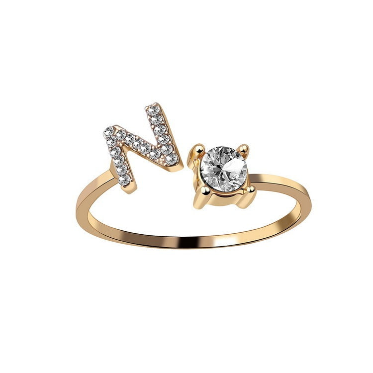 Adjustable Initial Letter Ring - Personalized Alphabet Jewelry