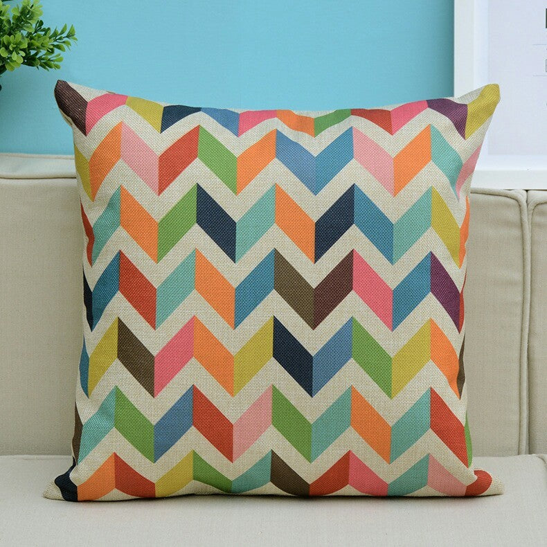 Colorful geometric pattern cushion