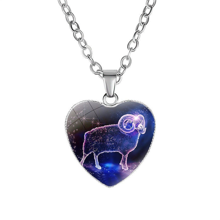 Women's Zodiac Heart Pendant Necklace - Personalized Astrology Jewelry