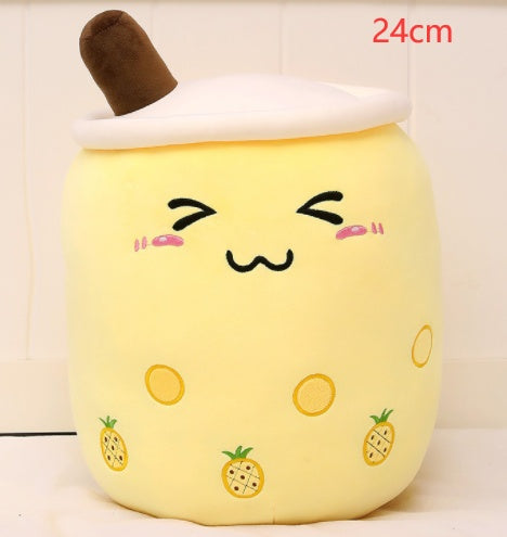 Boba Tea Plush Toy - Cute Strawberry Milk Tea Stuffed Animal Pillow Cushion for Kids