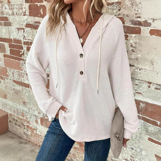 Women's V-Neck Long Sleeve Pullover Sweater - Casual Sports Style