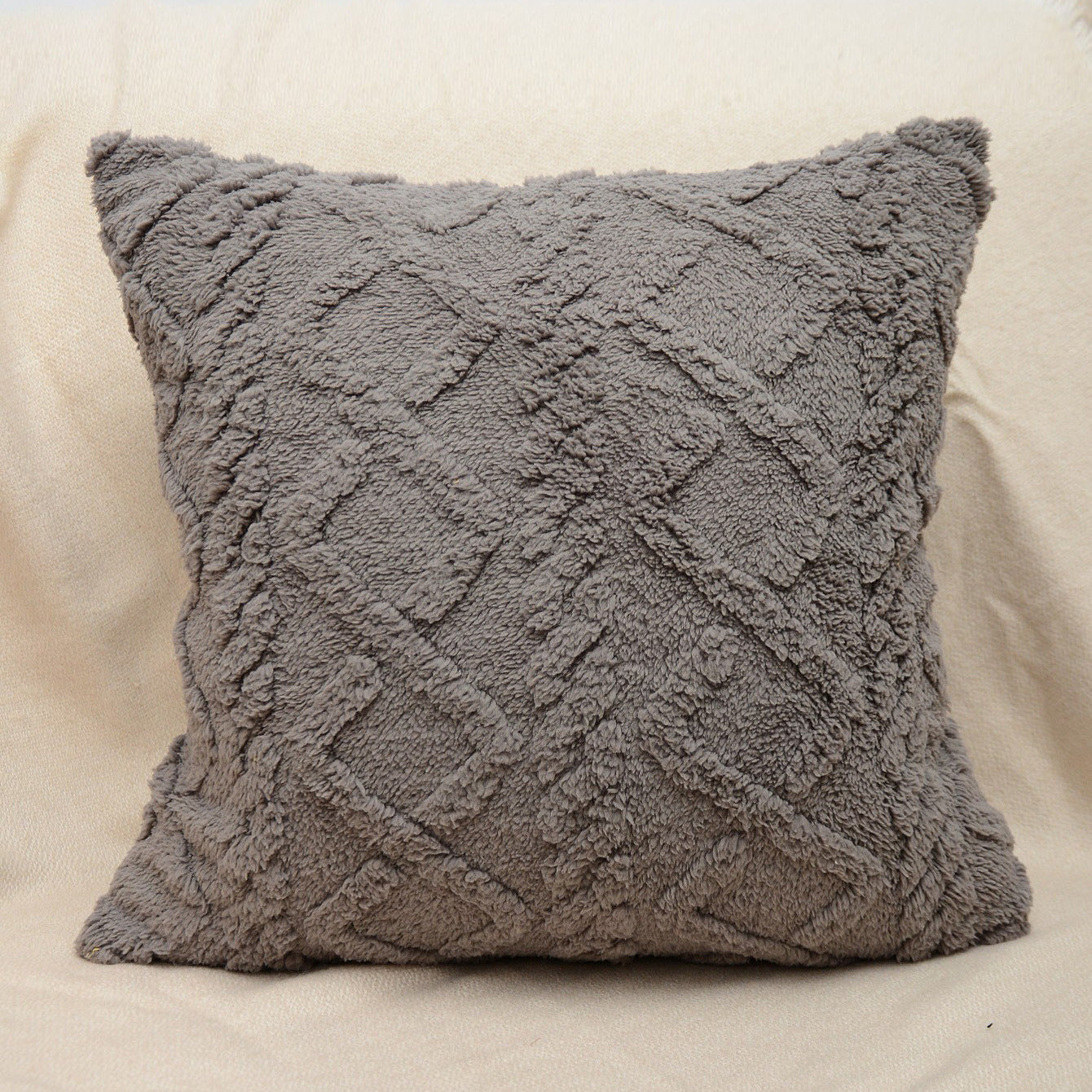 Cut Flower Pillow Cover Plush Jacquard Cushion Cover