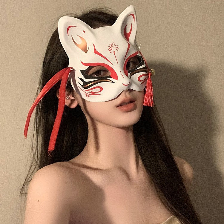 Halloween Half Face Mask - Werewolf White Design