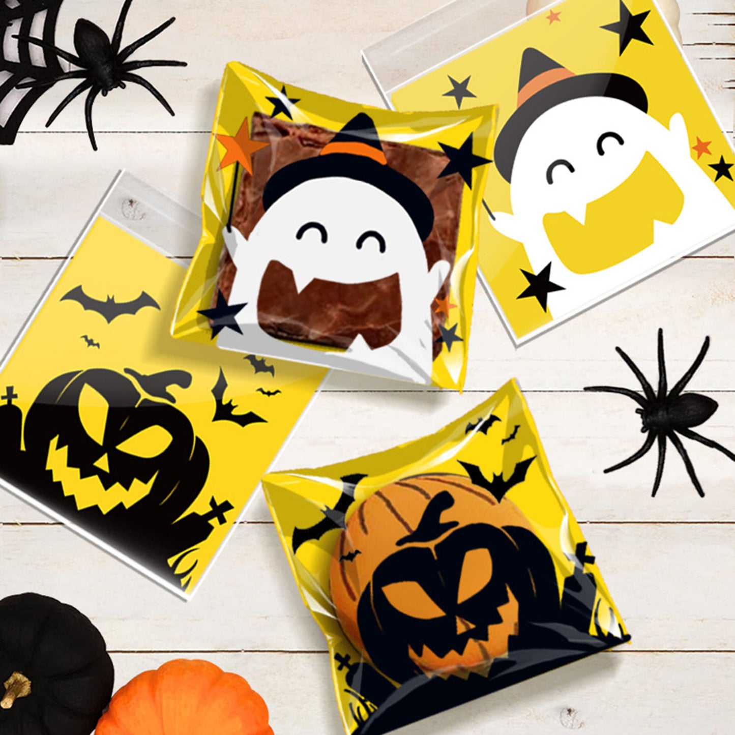 Halloween Cellophane Treat Bags - 450 Pcs Self-Sealing Candy Bags