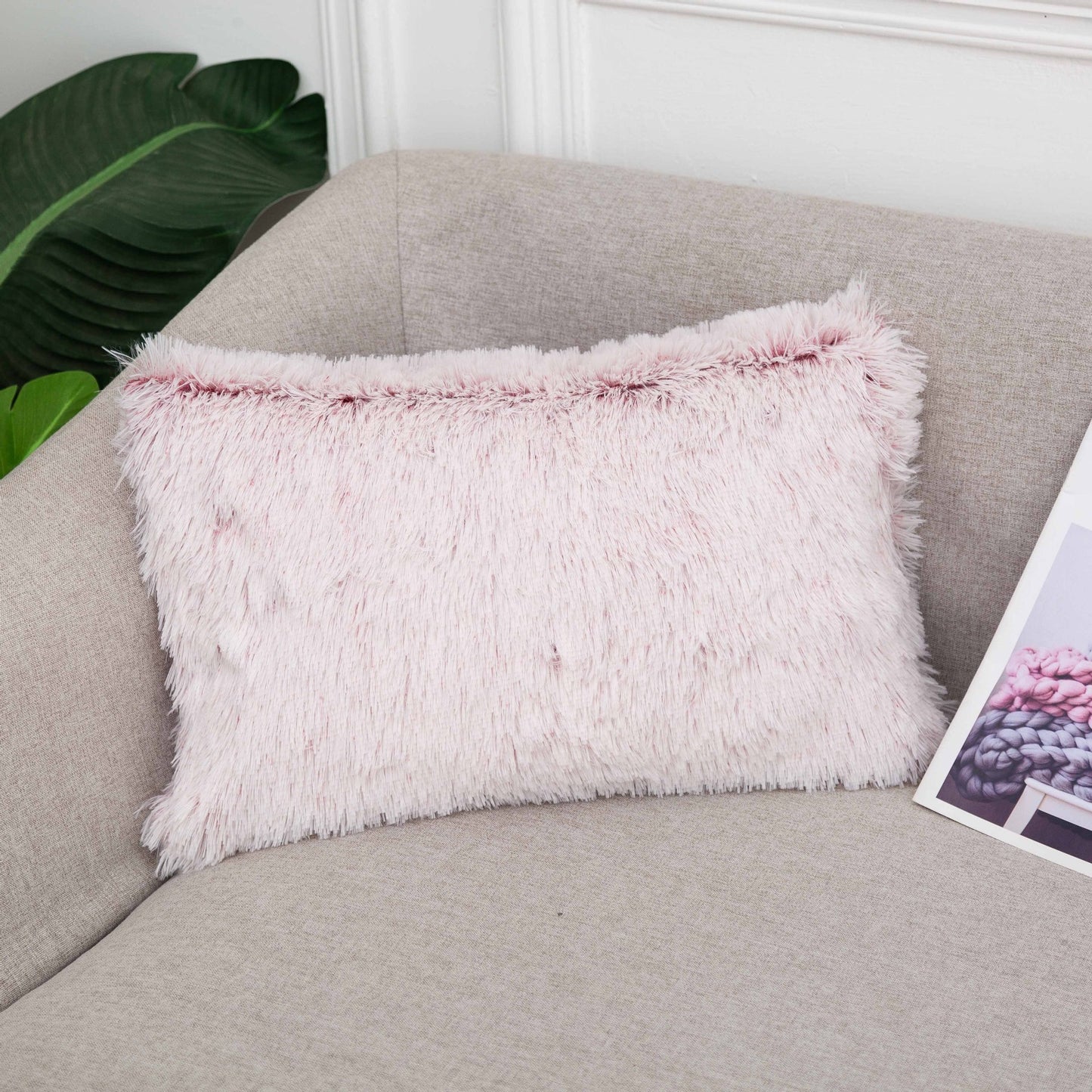 Long hair gradient color pillowcase back cushion plush pillowcase