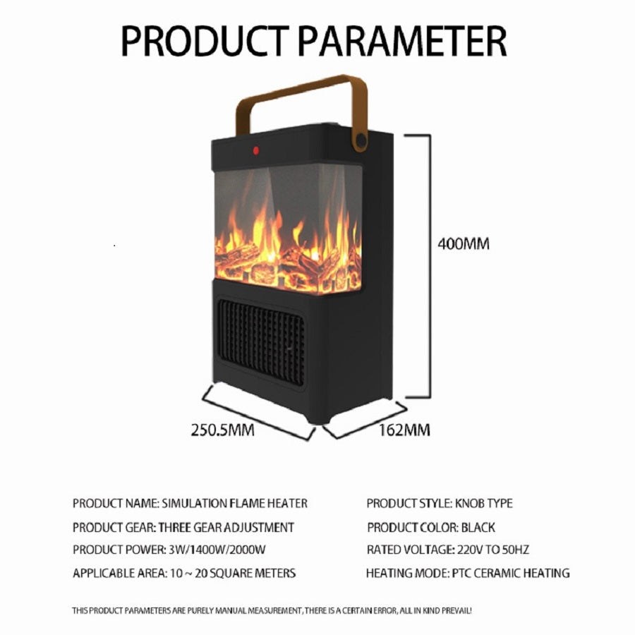 1500W Electric Fireplace Heater With Realistic 3D LED Flame, Overheat & Tip-Over Protection, Portable Indoor Heater For Home Office, Christmas Decorative Warmth
