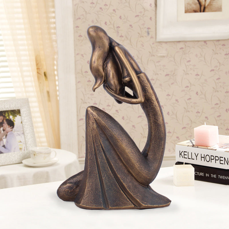 Premium Mother Child Embrace Resin Sculpture - European Style Home Decoration