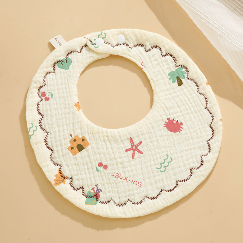 Baby Bib Set - 6-Layer Cotton Anti-Spill Round Bibs
