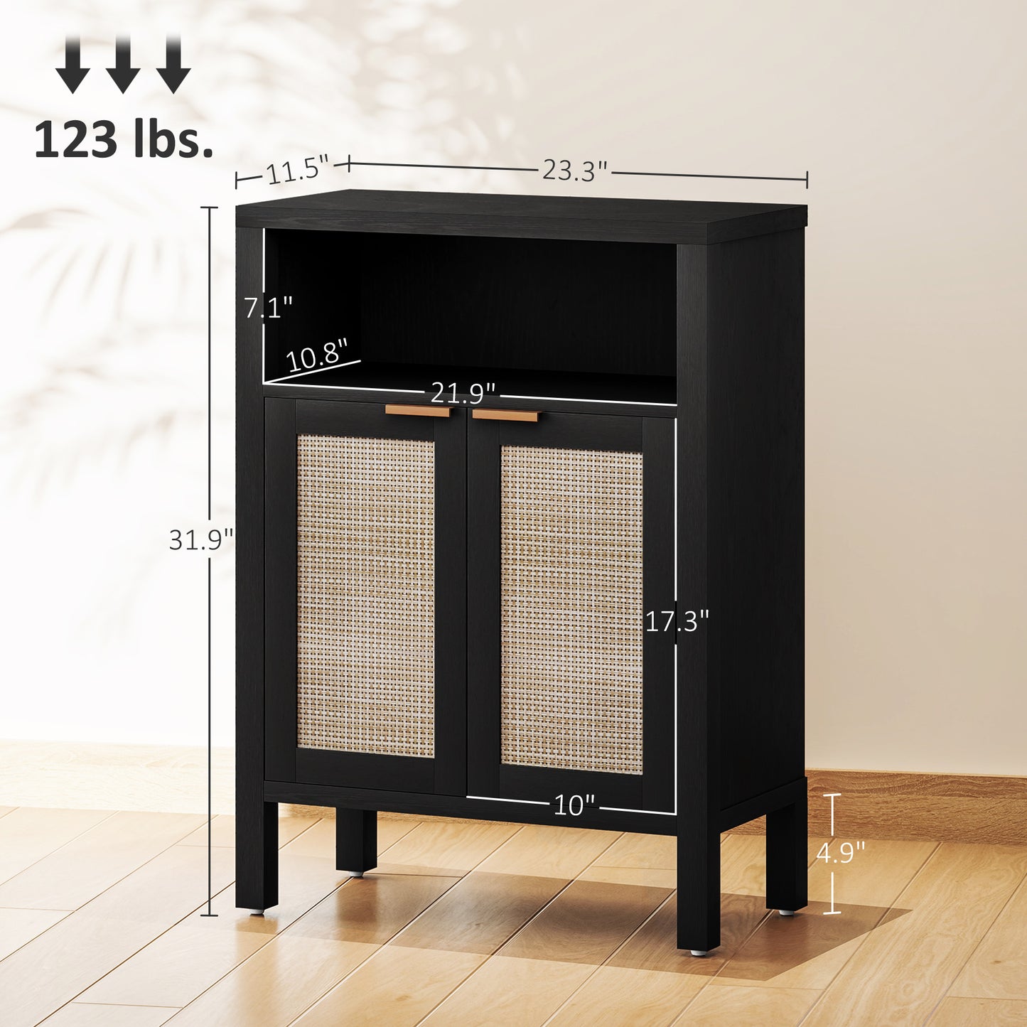 Sideboard Buffet Cabinet With Storage, Modern Accent Cabinet With Adjustable Shelf, Coffee Bar Cabinet, Distressed Black