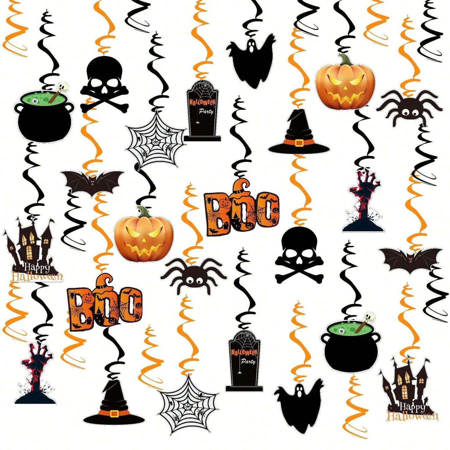 Halloween Hanging Swirl Decorations - 36 Pcs Spooky Ceiling Decor Set