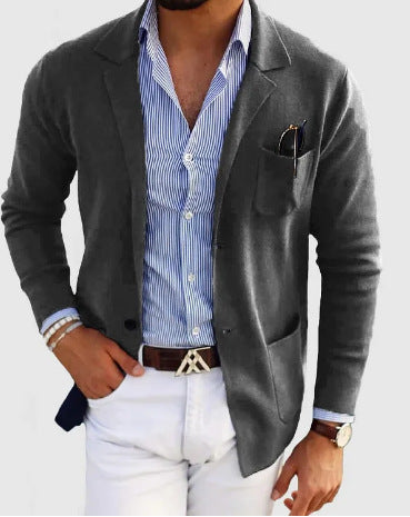 Men's Spring Leisure Printed Double Button Suit Jacket - Casual Business Blazer