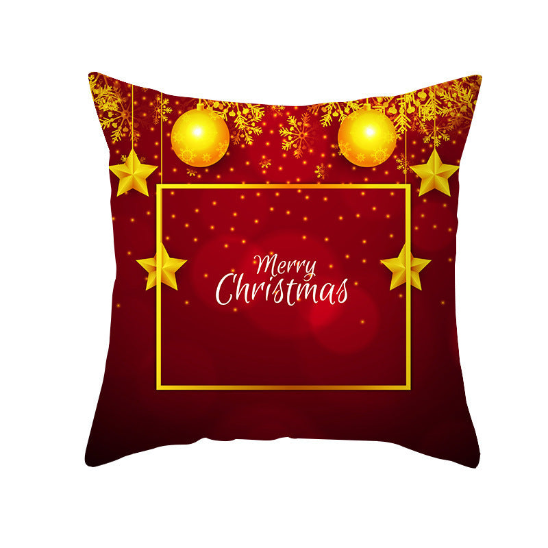 Cartoon Santa Claus Series Peach Skin Sofa Cushion Cover - Fun Christmas Holiday Decoration