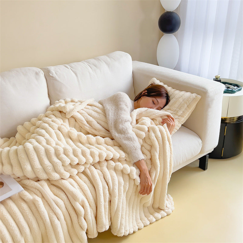 Luxurious Rabbit Fur Fluffy Blanket - Multi-Functional Nap Mat | Pink Plush 70x100cm