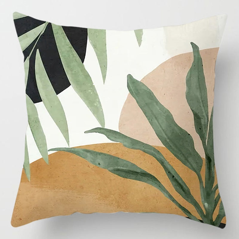 Floral Plant Pattern Cushion Cover - Botanical Bedroom Decor Throw Pillow Case
