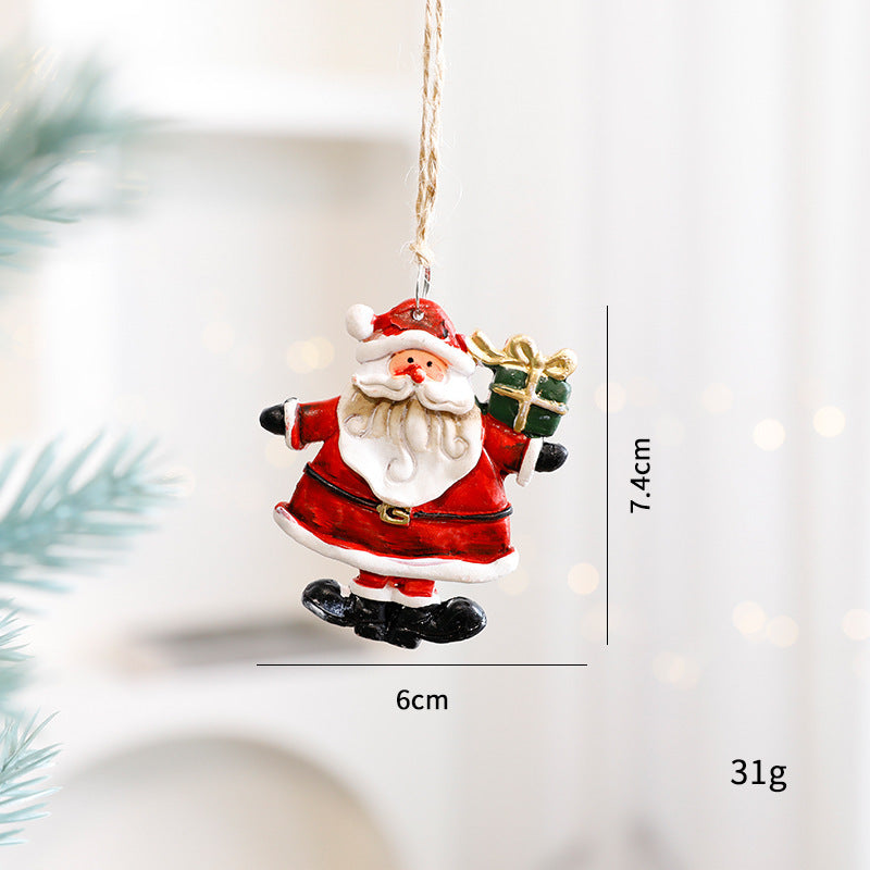 Christmas Resin Character Pendants - Santa Snowman Gingerbread Man Ornaments