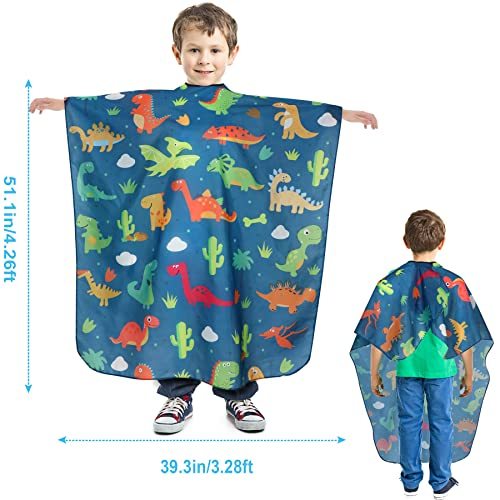 Children's Haircut Apron, Professional Hair Salon Cutting Apron, With Neck Cleaning Brush And Adjustable Buckle For Adults, Cartoon Dinosaur Pattern-Ban On Amazon Sales