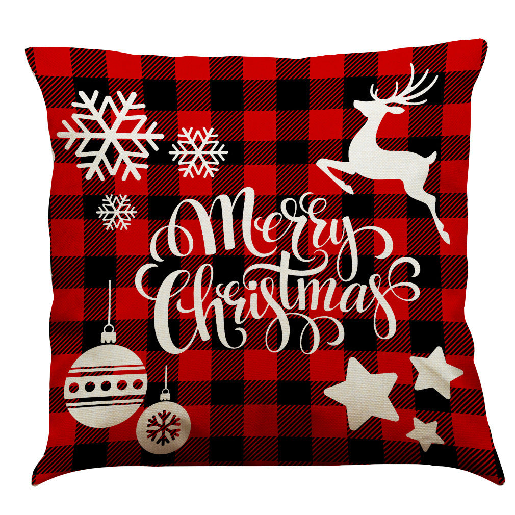 Christmas Cotton Linen Sofa Car Cushion Pillowcase