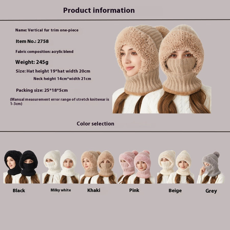 Autumn Winter Color Matching Plush Peaked Cap - Fashion All-Match Warm Hat