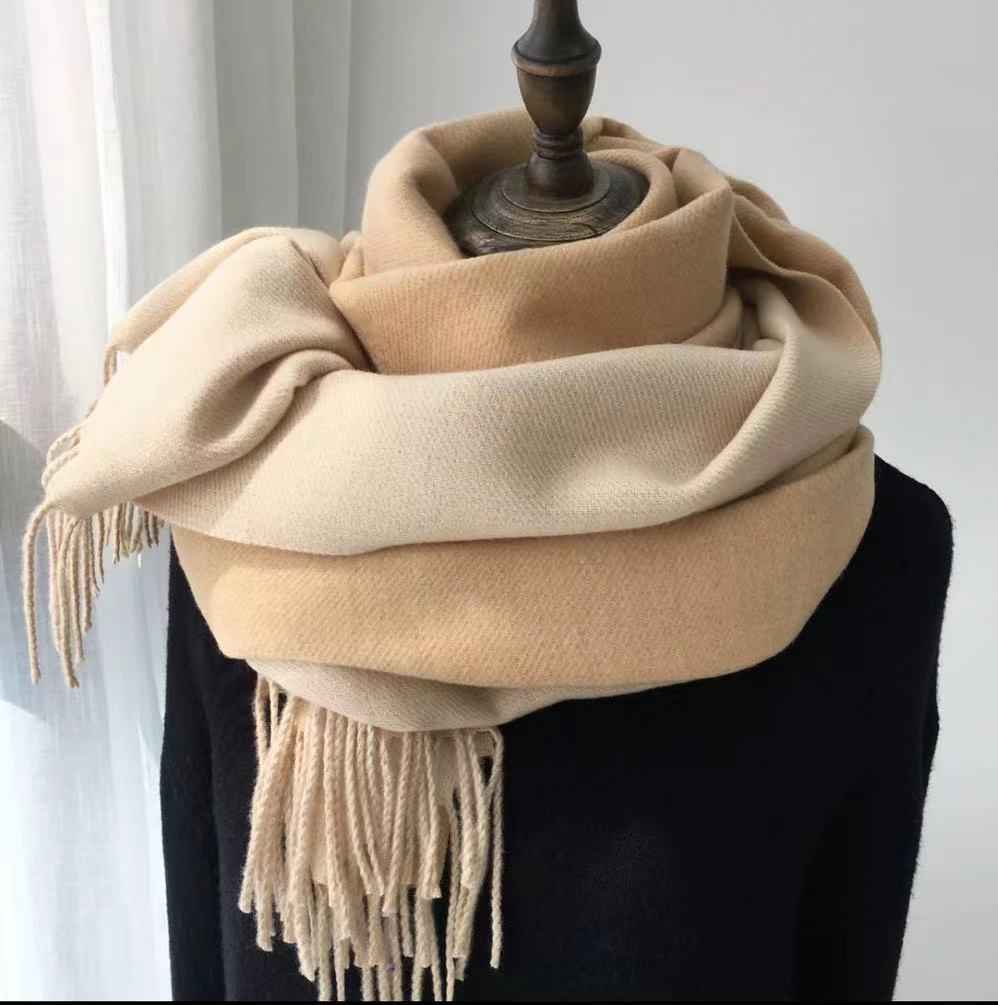 Double-Sided Artificial Australian Wool Scarf Shawl - Reversible Warm Wrap