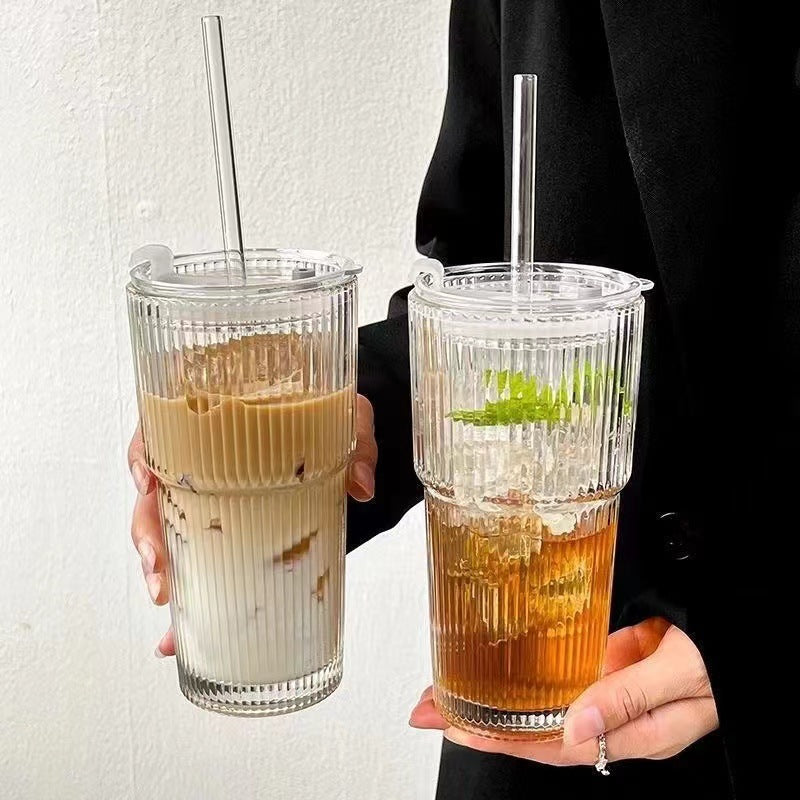 Premium Glass Cold Drink Cups - Stylish Coffee & Juice Tumblers