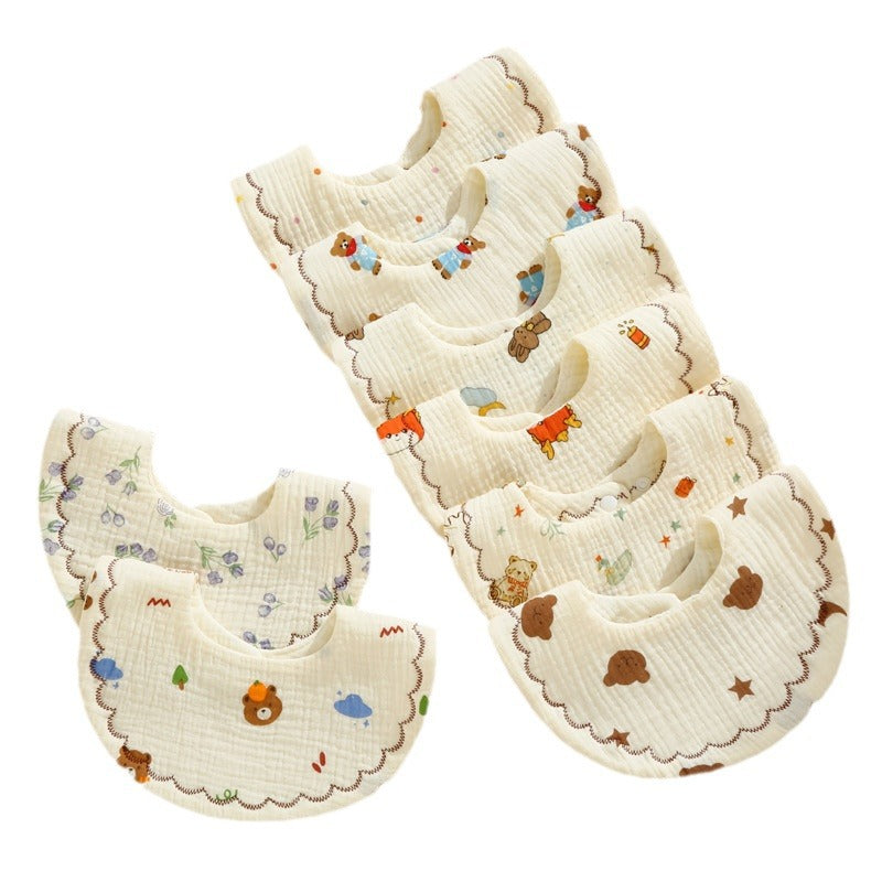 Baby Bib Set - 6-Layer Cotton Anti-Spill Round Bibs