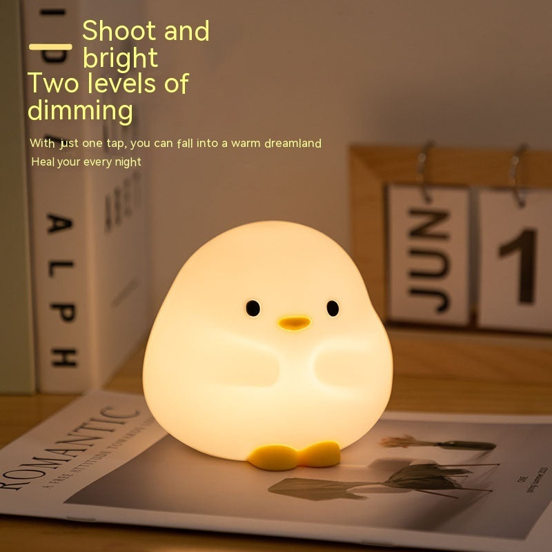 Cute Duck LED Night Lamp - Cartoon Silicone USB Rechargeable Sleeping Light with Touch Sensor Timing